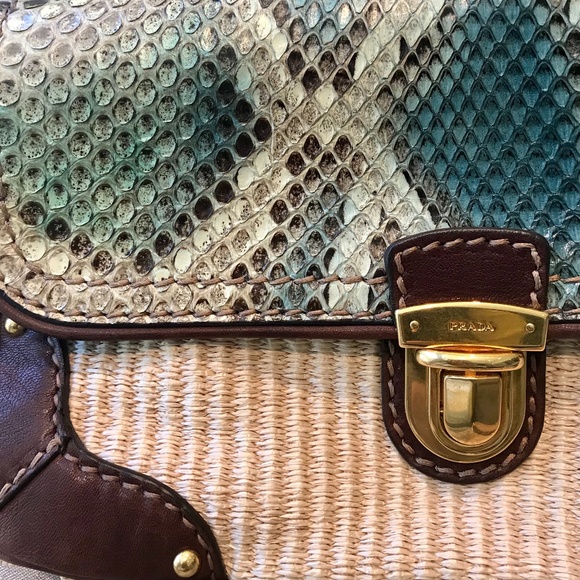 ♓️🅿️ 🦚Prada Reptile and “Straw” Handbag EUC🦚 - Picture 6 of 13